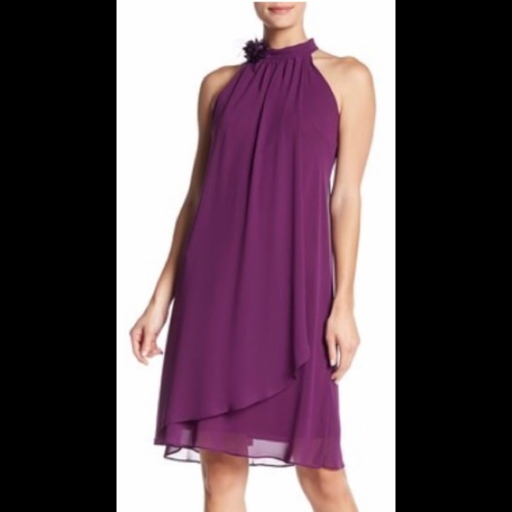 SL.Fashion Flower Mock Neck Woven Dress light plum - Picture 2 of 4